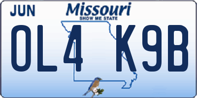 MO license plate OL4K9B