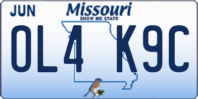 MO license plate OL4K9C