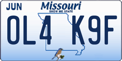 MO license plate OL4K9F