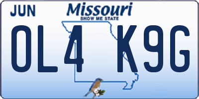 MO license plate OL4K9G