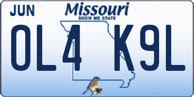 MO license plate OL4K9L