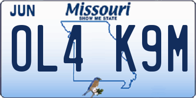 MO license plate OL4K9M