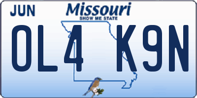 MO license plate OL4K9N