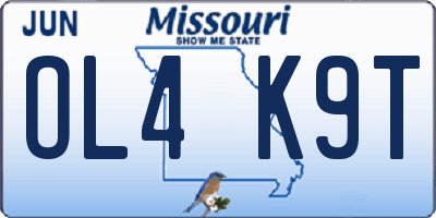 MO license plate OL4K9T