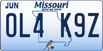 MO license plate OL4K9Z