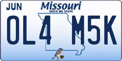MO license plate OL4M5K