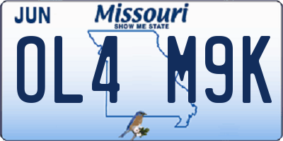 MO license plate OL4M9K