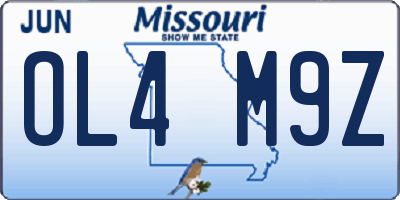 MO license plate OL4M9Z