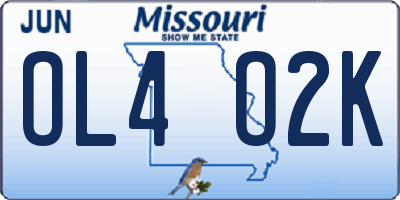 MO license plate OL4O2K