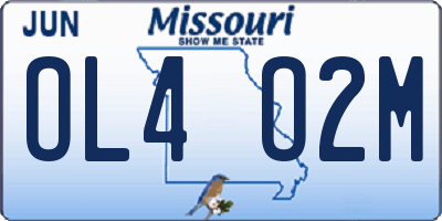 MO license plate OL4O2M