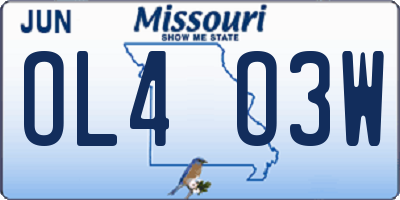 MO license plate OL4O3W