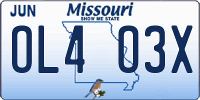 MO license plate OL4O3X