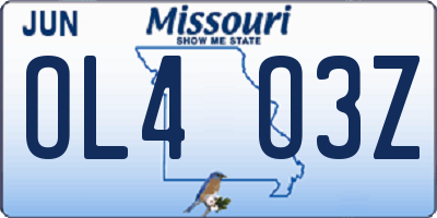 MO license plate OL4O3Z