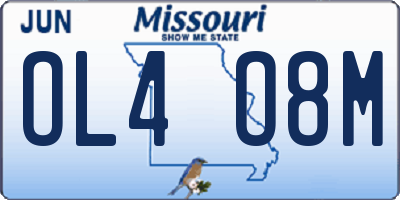 MO license plate OL4O8M