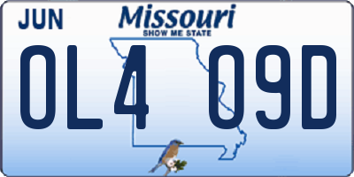 MO license plate OL4O9D