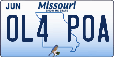 MO license plate OL4P0A