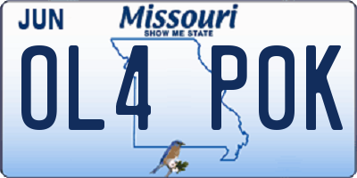 MO license plate OL4P0K