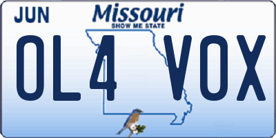 MO license plate OL4V0X