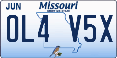 MO license plate OL4V5X