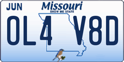 MO license plate OL4V8D