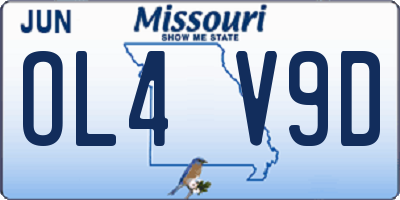 MO license plate OL4V9D