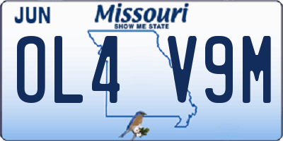 MO license plate OL4V9M