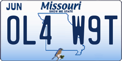MO license plate OL4W9T