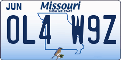 MO license plate OL4W9Z