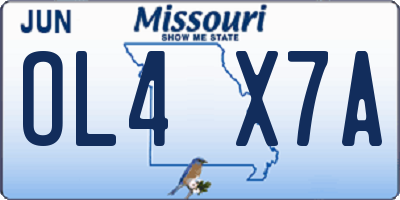 MO license plate OL4X7A