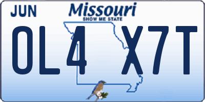 MO license plate OL4X7T