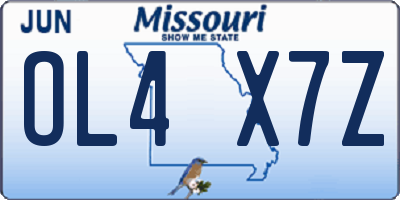 MO license plate OL4X7Z