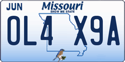 MO license plate OL4X9A