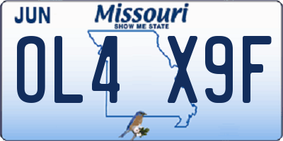 MO license plate OL4X9F