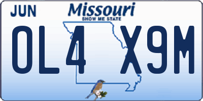 MO license plate OL4X9M