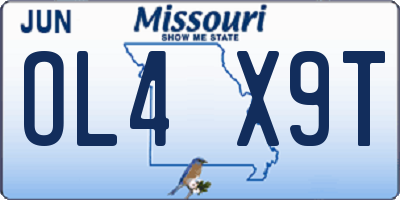 MO license plate OL4X9T