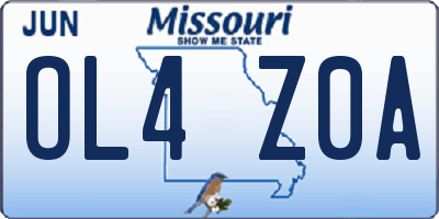 MO license plate OL4Z0A