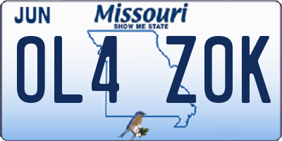 MO license plate OL4Z0K