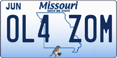 MO license plate OL4Z0M