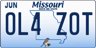 MO license plate OL4Z0T