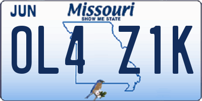 MO license plate OL4Z1K