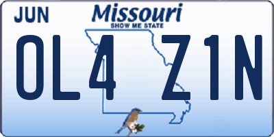 MO license plate OL4Z1N