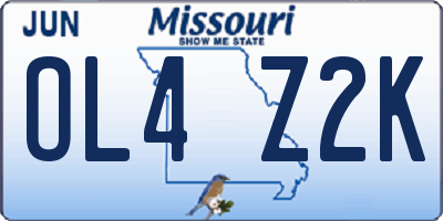 MO license plate OL4Z2K