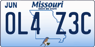 MO license plate OL4Z3C