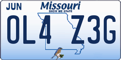 MO license plate OL4Z3G