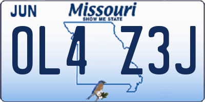 MO license plate OL4Z3J