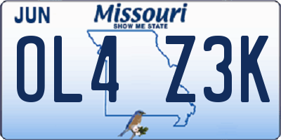 MO license plate OL4Z3K
