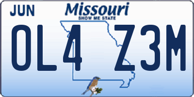 MO license plate OL4Z3M