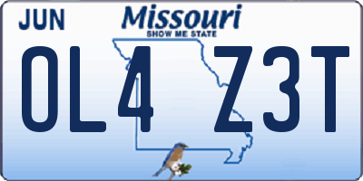 MO license plate OL4Z3T