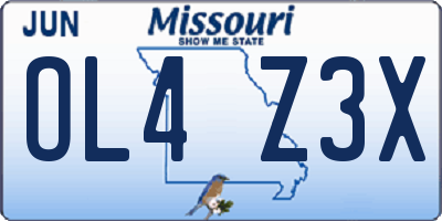 MO license plate OL4Z3X