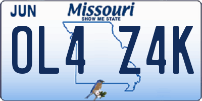 MO license plate OL4Z4K